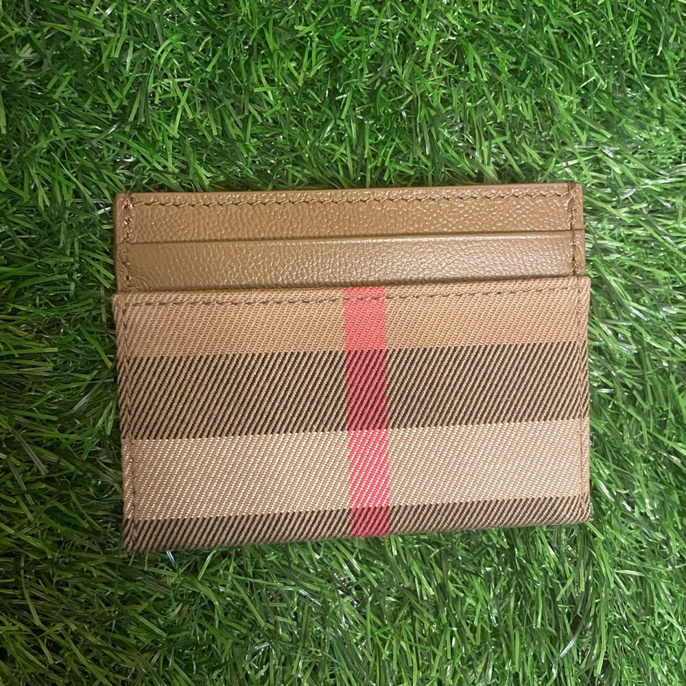Burberry brown classic check card holder